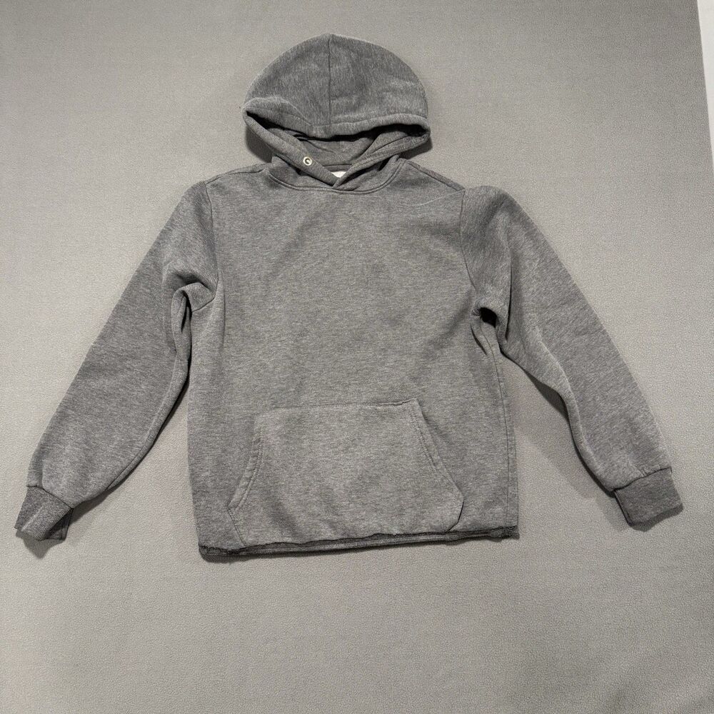 Forever 21 Pullover Men Hooded Sweatshirt Raw Edge Bottom Size Small Color Gray